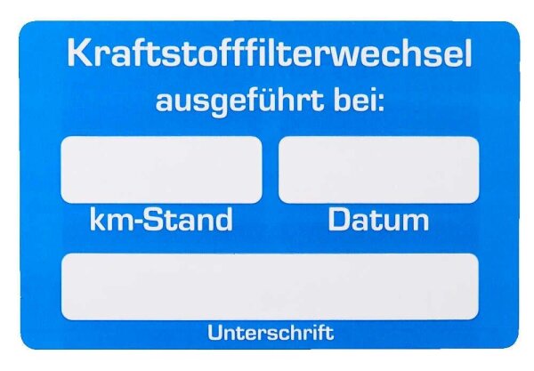 EICHNER Aufkleber Kraftstofffilter-Wechsel ausgeführt bei, blau/weiß, 250 St.