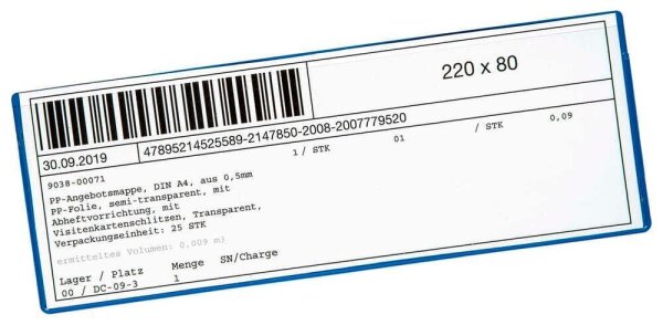 EICHNER Etikettentaschen blau 22,0 x 8,0 cm, 10 St.