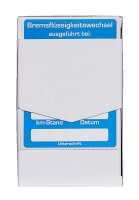 EICHNER Aufkleber Bremsflüssigkeitswechsel ausgeführt, blau/weiß, 250 St.