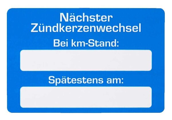 EICHNER Aufkleber Nächster Zündkerzenwechsel bei, blau/weiß, 250 St.