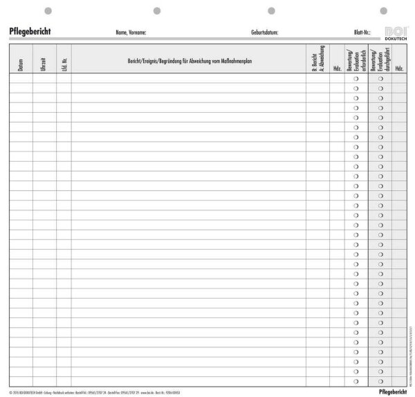 BOI Pflegebericht Formulare, 50 St.