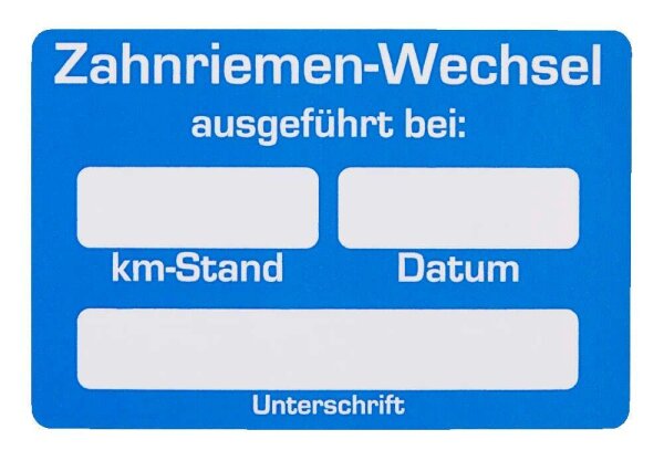 EICHNER Aufkleber Zahnriemen-Wechsel ausgeführt bei, blau/weiß, 250 St.