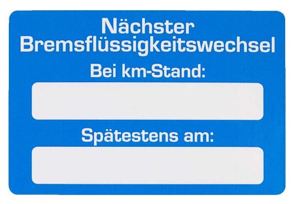 EICHNER Aufkleber Nächster Bremsflüssigkeitswechsel bei, blau/weiß, 250 St.