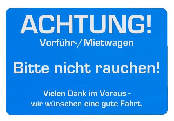 EICHNER Aufkleber ACHTUNG! Vorführ-/Mietwagen, blau/weiß, 250 St.