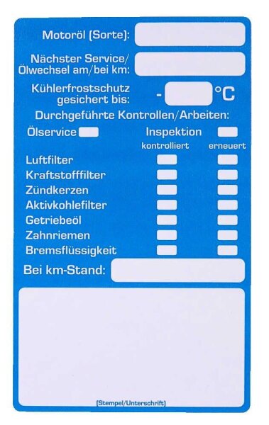 EICHNER Aufkleber Inspektion, blau/weiß, 100 St.