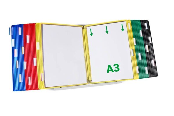 tarifold Sichttafelsystem 433509 DIN A3 farbsortiert mit 50 St. Sichttafeln, 1 St.