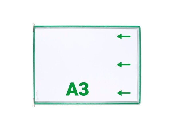 tarifold Sichttafeln mit 5 Aufsteckreitern DIN A3 quer grün, Öffnung seitlich, 10 St.