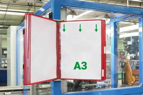 tarifold Wand-Sichttafelsystem 413103 DIN A3 rot mit 10 St. Sichttafeln, 1 St.