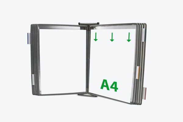 tarifold Wand-Sichttafelsystem 414100 DIN A4 grau mit 10 St. Sichttafeln, 1 St.