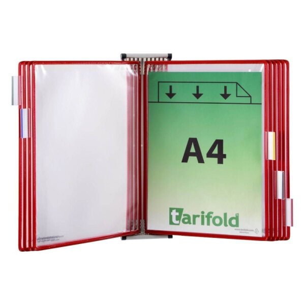 tarifold Wand-Sichttafelsystem 414103 DIN A4 rot mit 10 St. Sichttafeln, 1 St.