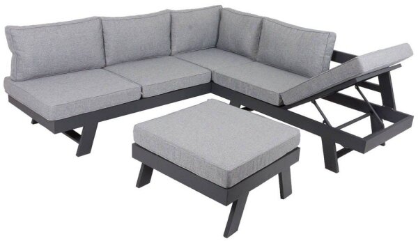 Garden Pleasure Loungegruppe DONNA grau, anthrazit Metall, 13-teilig  ( 305332 )