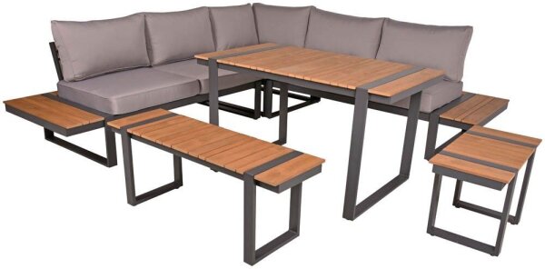 Garden Pleasure Loungegruppe AUREA grau, anthrazit Kunststoff, Metall, 15-teilig