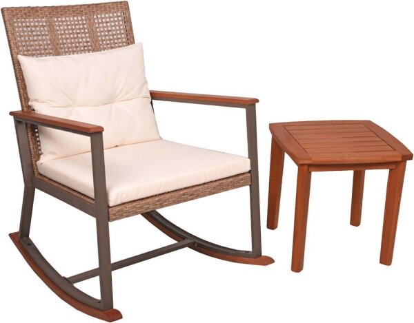 Garden Pleasure Sitzgruppe SINOLA creme, braun Holz, 4-teilig