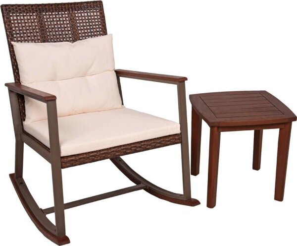 Garden Pleasure Sitzgruppe SINOLA creme, mocca Holz, 4-teilig
