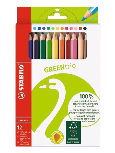 STABILO GREENtrio Buntstifte farbsortiert, 12 St.