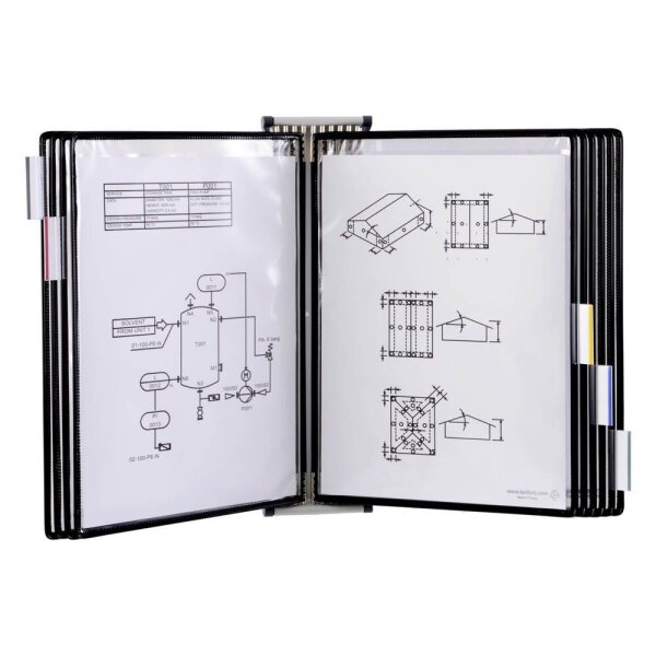 tarifold Wand-Sichttafelsystem 418107 DIN A3 schwarz mit 10 St. Sichttafeln, 1 St.