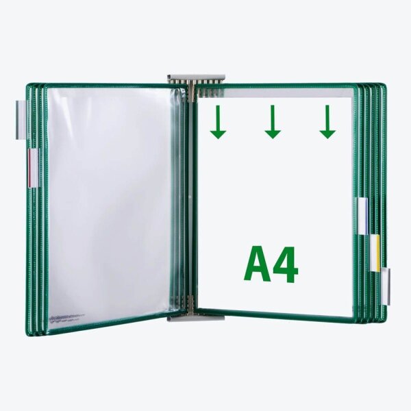 tarifold Wand-Sichttafelsystem 424105 DIN A4 grün mit 10 St. Sichttafeln, 1 St.