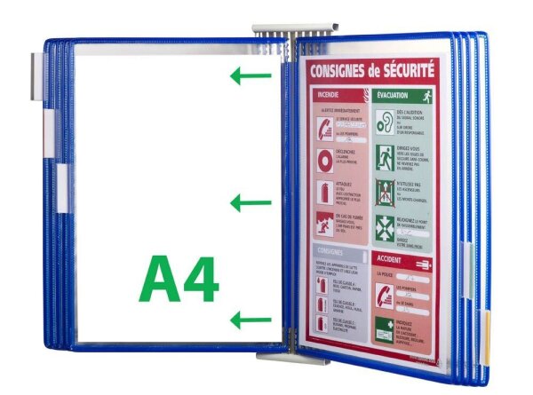 tarifold Wand-Sichttafelsystem 427101 DIN A4 blau mit 10 St. Sichttafeln, 1 St.