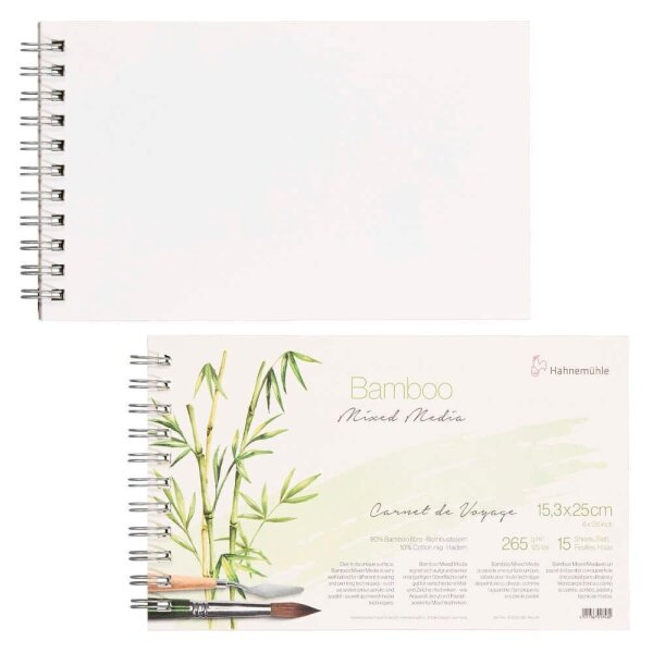 HAHNEMÜHLE Malblock Bamboo 15,3 x 25,0 cm 265 g/qm, 15 Blatt, 1 Block