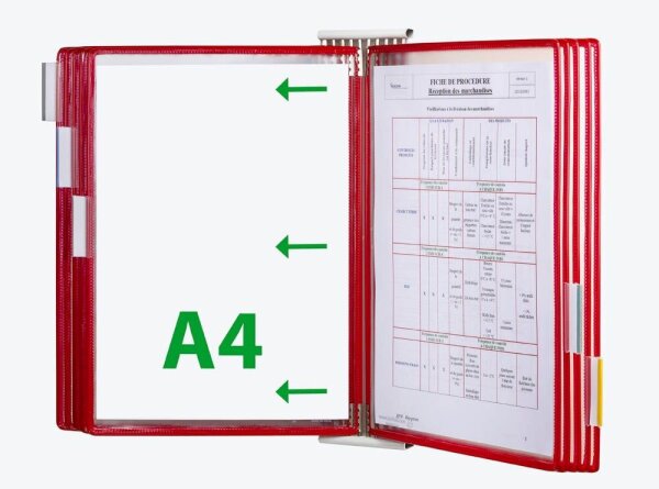 tarifold Wand-Sichttafelsystem 427103 DIN A4 rot mit 10 St. Sichttafeln, 1 St.