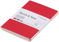 HAHNEMÜHLE Notizbücher DIN A6 blanko, cerise/paprika Softcover 40 (2x 20) Seiten, 2 St.