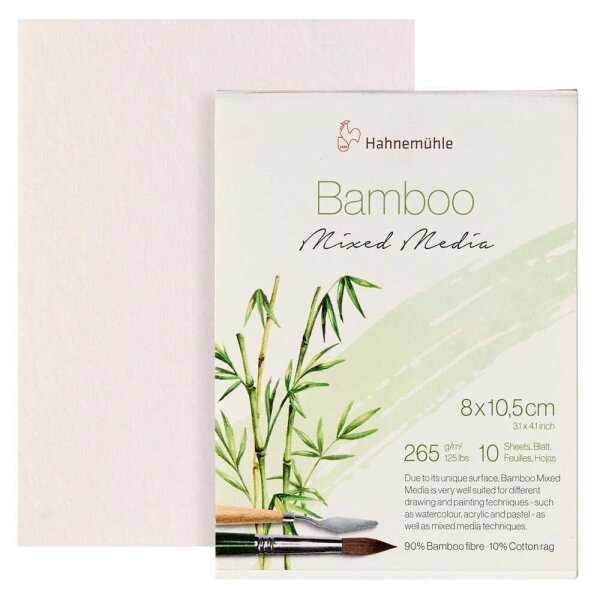 HAHNEMÜHLE Aquarellblock Bamboo 10,5 x 8,0 cm 265 g/qm, 10 Blatt, 1 Block