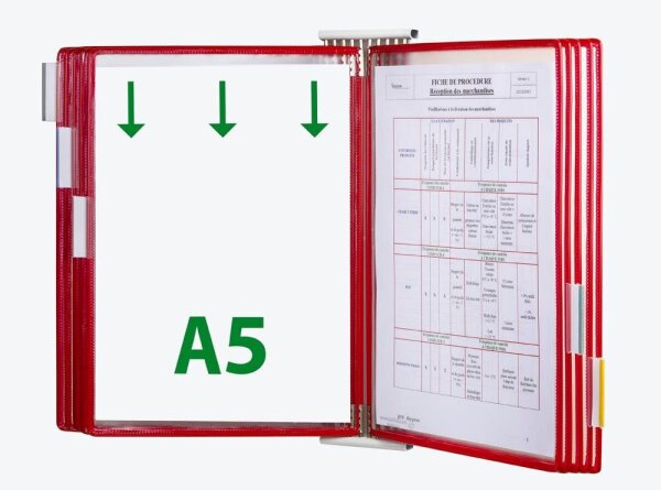 tarifold Wand-Sichttafelsystem 425103 DIN A5 rot mit 10 St. Sichttafeln, 1 St.
