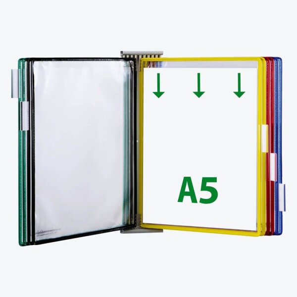 tarifold Wand-Sichttafelsystem 425109 DIN A5 farbsortiert mit 10 St. Sichttafeln, 1 St.