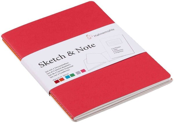 HAHNEMÜHLE Notizbücher DIN A5 blanko, cerise/paprika Softcover 40 Seiten, 1 St.