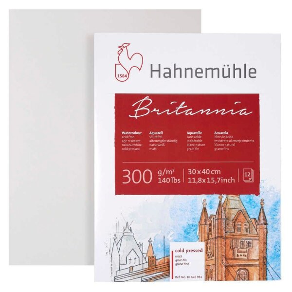 HAHNEMÜHLE Aquarellblock 30,0 x 40,0 cm 300 g/qm, 12 Blatt, 1 Block