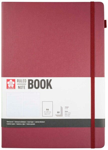 Sakura Notizbuch DIN A4 liniert, maulbeere Hardcover 160 Seiten, 1 St.