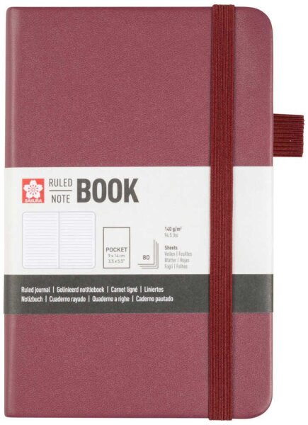 Sakura Notizbuch ca. DIN A7 liniert, maulbeere Hardcover 160 Seiten, 1 St.