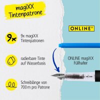 ONLINE® Tintenpatronen für Füller magiXX blau, 3x 3 St.