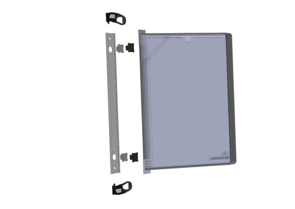 tarifold Wand-Sichttafelsystem PRO 920300 DIN A4 schwarz mit 5 St. Sichttafeln, 1 St.