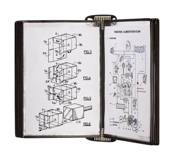 tarifold Wand-Sichttafelsystem PRO 920305 DIN A4 schwarz mit 10 St. Sichttafeln, 1 St.