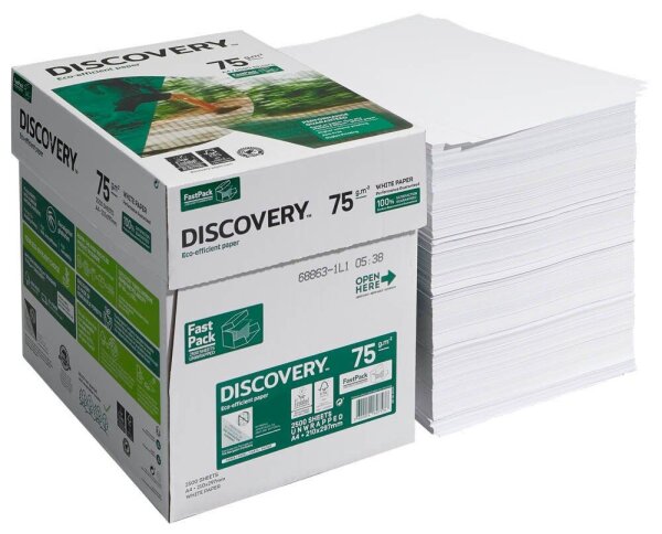DISCOVERY Kopierpapier DISCOVERY DIN A4 75 g/qm 2.500 Blatt Maxi-Box