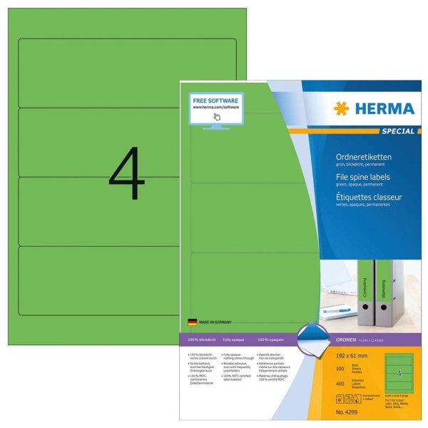 HERMA Ordneretiketten 4299 grün, 100 Blatt