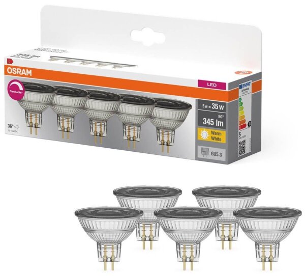 OSRAM LED-Lampe Base  GU5.3 5 W klar, 5 St.