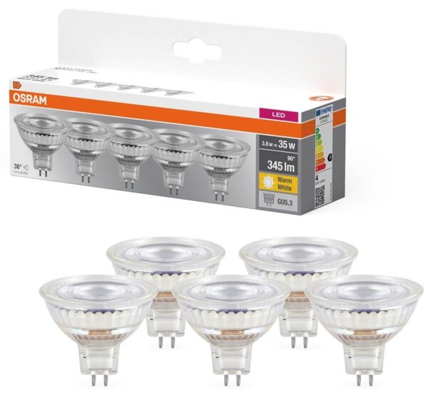 OSRAM LED-Lampe Base GU5.3 3,8 W klar, 5 St.