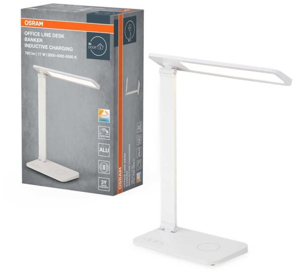 OSRAM Office Line Desk Banker Inductive Charging LED Schreibtischlampe weiß 17 W