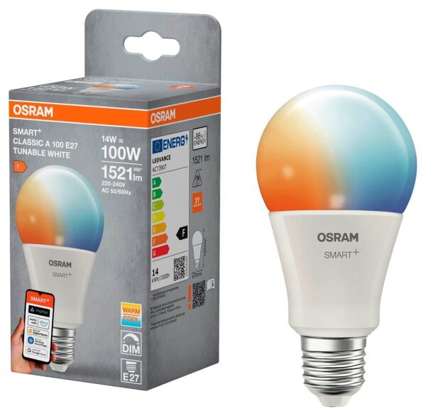 OSRAM LED-Lampe SMART+ MATTER Classic A100 E27 14 W matt, 1 St.