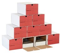 Top-Print Archivboxen weiß/rot 24,4 x 32,1 x 18,5...