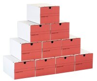 Top-Print Archivboxen weiß/rot 24,4 x 32,1 x 18,5 cm, 10 St.