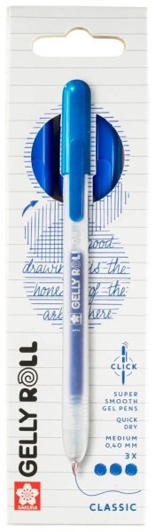 Sakura Gelly Roll Retractable Classic Gelschreiber transparent 0,4 mm, Schreibfarbe: blau, 3 St.