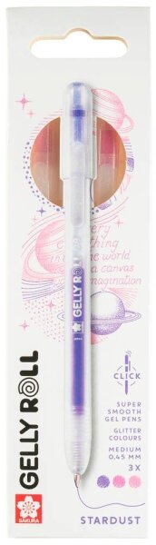 Sakura Gelly Roll Retractable Classic Gelschreiber transparent 0,45 mm, Schreibfarbe: farbsortiert, 3 St.