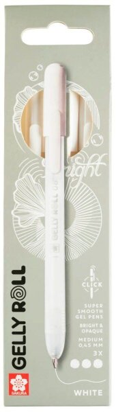 Sakura Gelly Roll Retractable Classic Gelschreiber transparent 0,45 mm, Schreibfarbe: weiß, 3 St.