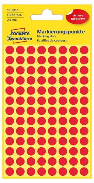 AVERY Zweckform Klebepunkte 3010 rot Ø 8,0 mm, 416 St.