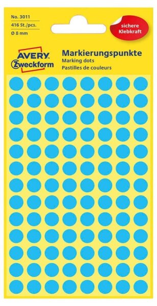 AVERY Zweckform Klebepunkte 3011 blau Ø 8,0 mm, 416 St.