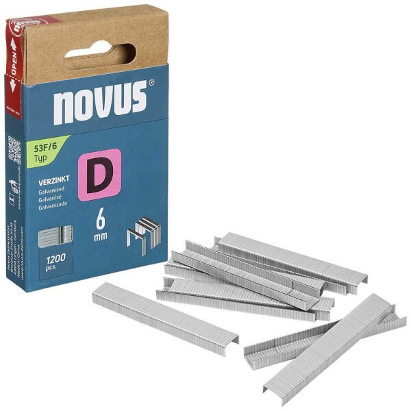 novus Tackerklammern 53F Flachdraht 6 mm, 1.200 St.