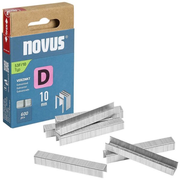 novus Tackerklammern 53F Flachdraht 10 mm, 600 St.